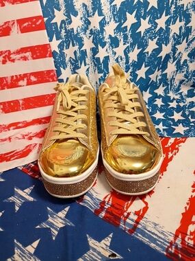 Uubaris Glitter Women's Shoes Dressey Sparkly Bling Tennis Shoes Size 10
